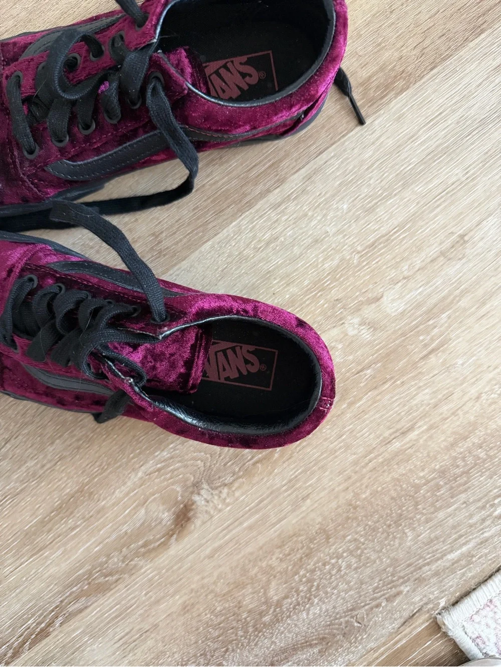 Vans Burgundy Velvet Old Skool Platform Sneakers - Black Accents